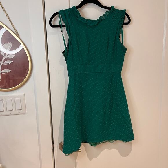 Anthropologie Moulinette Souers Green Swiss Polka Dot Mini Dress Size 2 - Picture 2 of 10